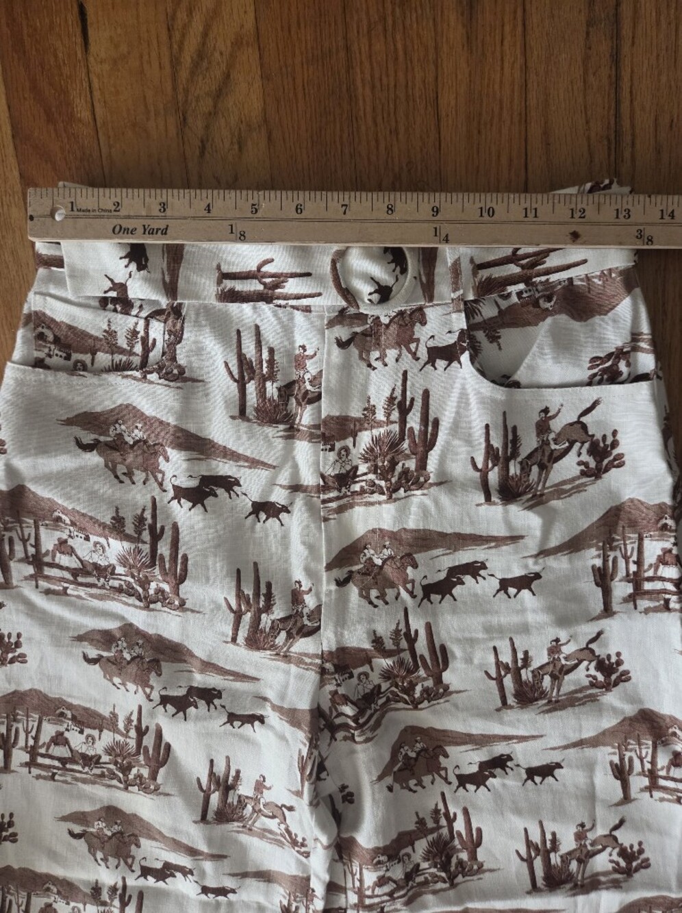 Reformation Riza 100% Linen Pants Sonora Cowboy Print High Rise Wide Leg Size 29 - Picture 6 of 15